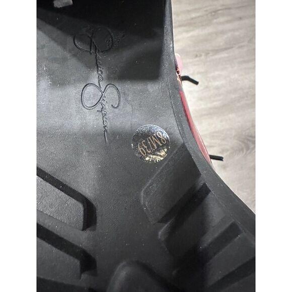 Jessica Simpson Resina Oxford Red Plaid Rhinestone Embellished Women's Size 8 - Picture 8 of 8